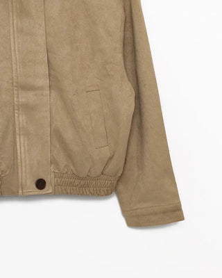 Point button zip fly suede blouson