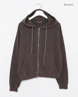 Vintage Wash Double Zip Hoodie