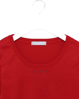 Studded Jewel Neck French T-Shirt