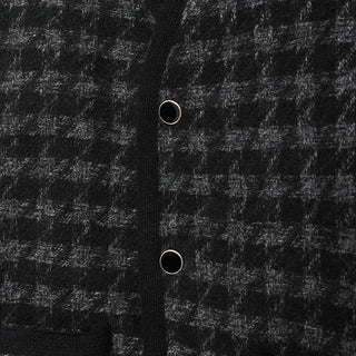 Houndstooth check V-neck jacket