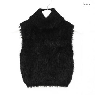 Turtleneck sleeveless fur knit
