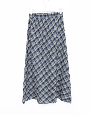 Checked banded long skirt