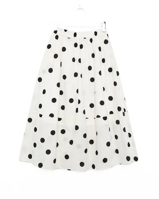 Big polka dot elastic waist long skirt