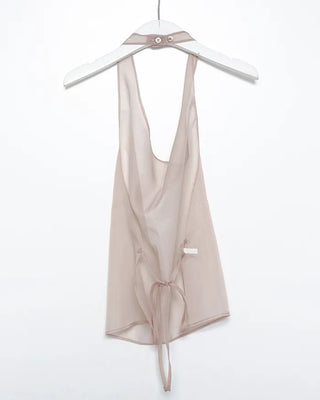 Button halter neck sheer bustier