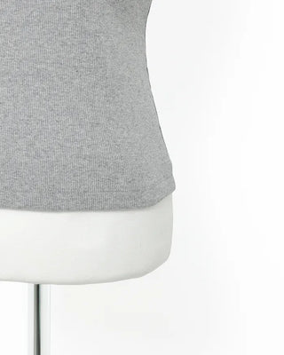 V-Halter Neck Ribbed Top