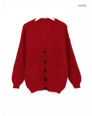 Ribbed V-neck Loose Cardigan