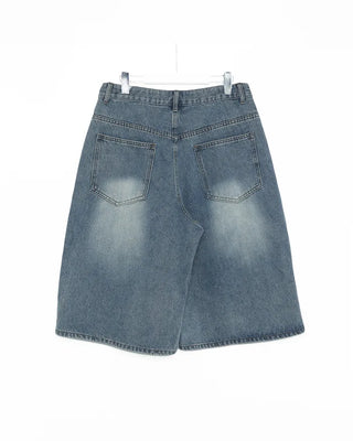 Washed denim Bermuda shorts