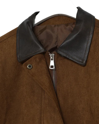 Leather color-point suede jacket