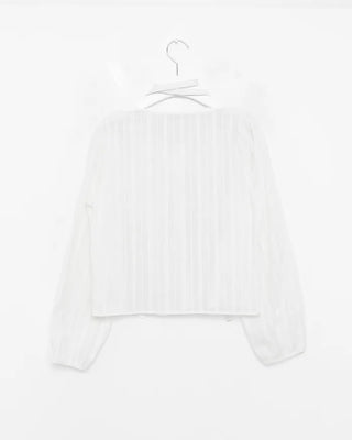 (Set) Punching Lace Tie Blouse