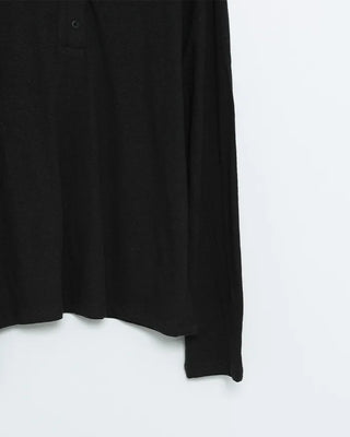 Henley neck long-sleeved T-shirt