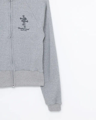 High-neck gothic double-zip hoodie