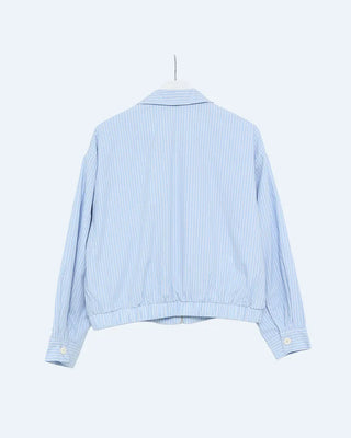 High-neck striped pattern blouson