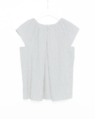 Cap-sleeve striped blouse