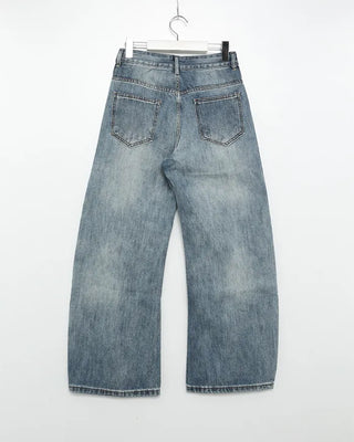 Semi-wide denim pants