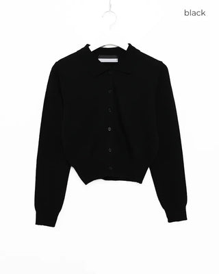 Button-collar knit cardigan