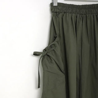 Side pocket gathered flared skirt