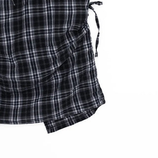 Checked ribbon strap long skirt