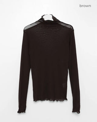 See-through layered long-sleeve T-shirt
