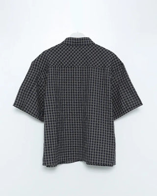 Embossed check crop short-sleeved shirt