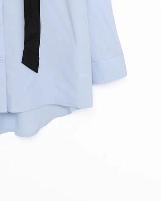 Tie-set loose-fit shirt blouse