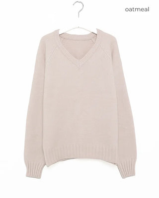 (Unisex) V-neck basic knit