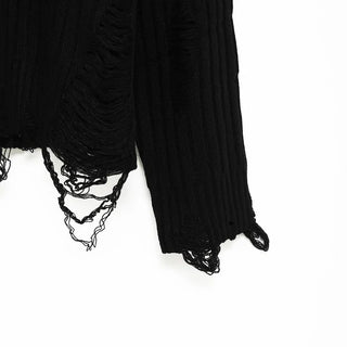 (Unisex) Ribbed distressed knit