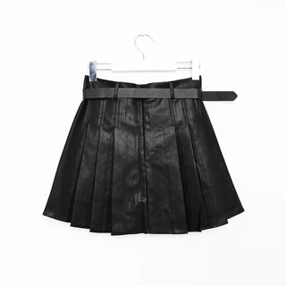 Faux leather pleated mini skirt