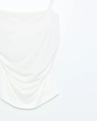 Camisole with built-in cups and side shirring
