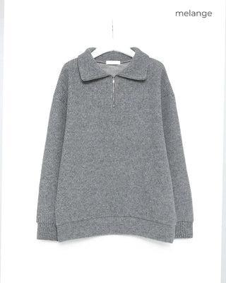 Brushed Overfit Half Knit Zip