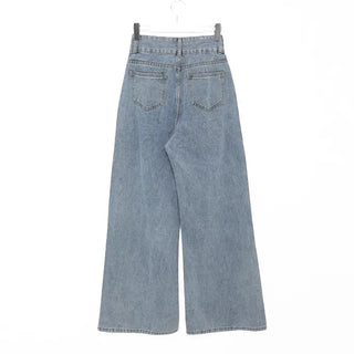 High-waisted bootcut denim pants