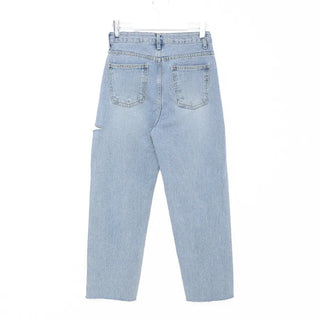 Distressed denim pants