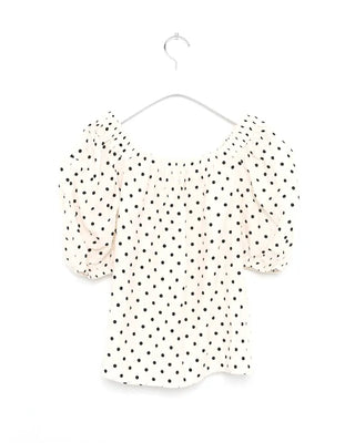 Polka Dot Banding Off-Shoulder Blouse