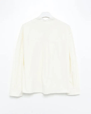 Lace tie set V-neck cotton blouse