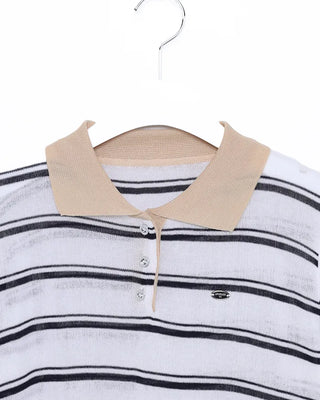 Two-tone short-sleeved knit