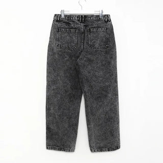 Black wide-leg denim pants
