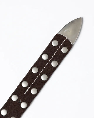 Suede center-stitched double-studded belt