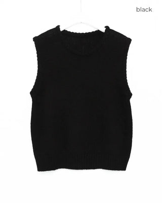 Loose-fitting simple round neck vest