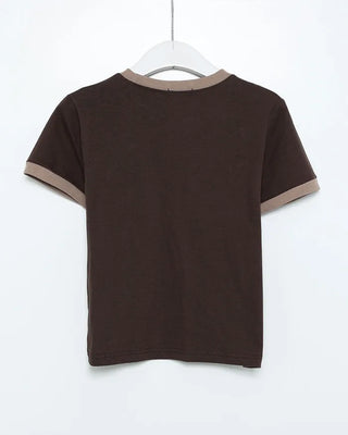 Two-tone half-sleeve T-shirt