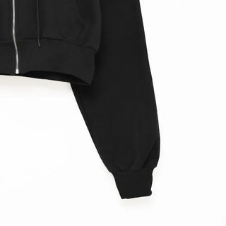 Basic Cropped Hooded Zip-Up