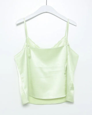 Scalloped lace V-neck satin camisole