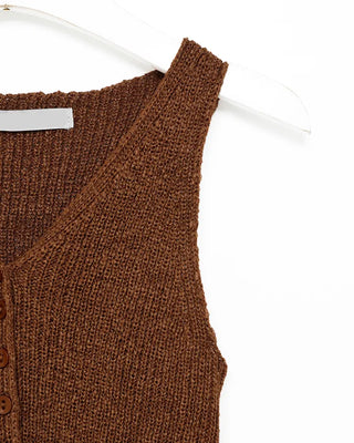 V-neck button-up knit vest