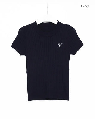 Ribbon Stitch Half-Sleeve Knit