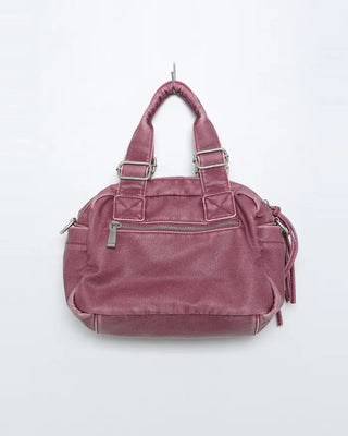 2-Way Vintage Double Pocket Square Boston Bag