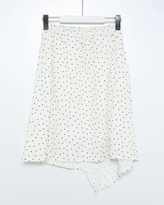 Polka dot asymmetrical midi skirt