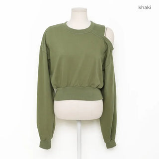One-off shoulder cropped sweatshirt