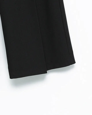 Two-pleat, center-creased wide-leg slacks
