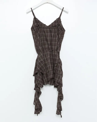 Frill Point Check Sleeveless Top
