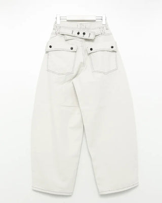 Button-back cinch flap balloon cotton pants