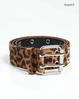 Suede double eyelet belt