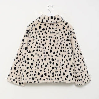 Leopard fur collar coat